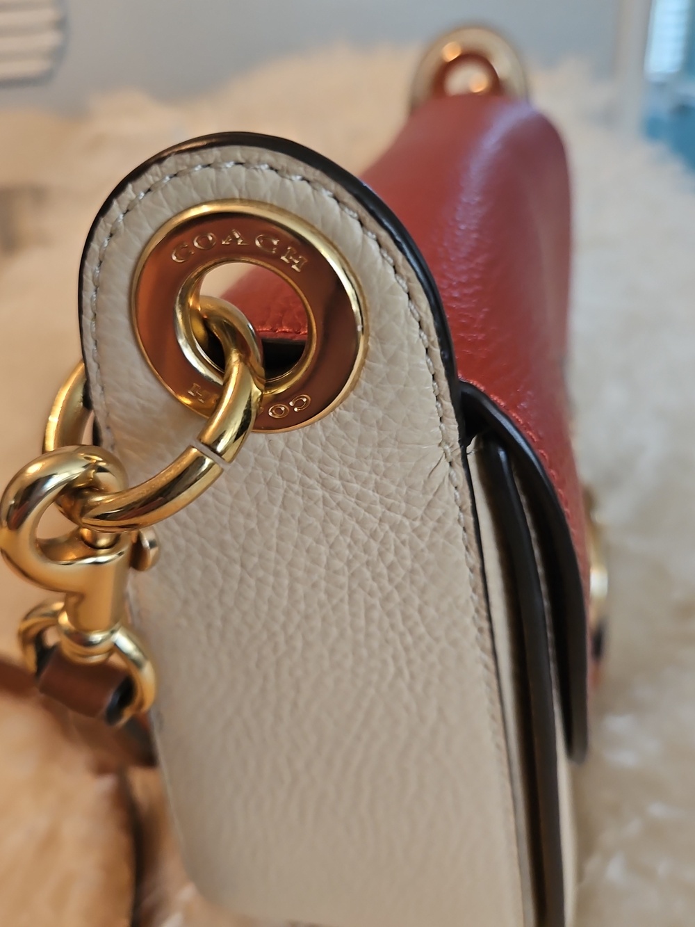 Coach Colorblock Leather Saddle Bag in Burgundy & Cream - Picture 3 of 11